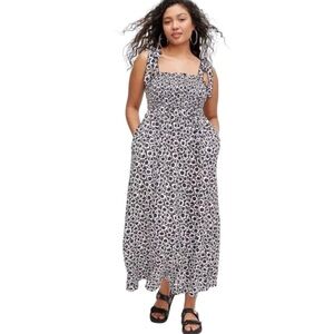 Women’s DVF x Target smocked top tie midi sun dress.